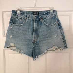Abercrombie light wash distressed jean shorts